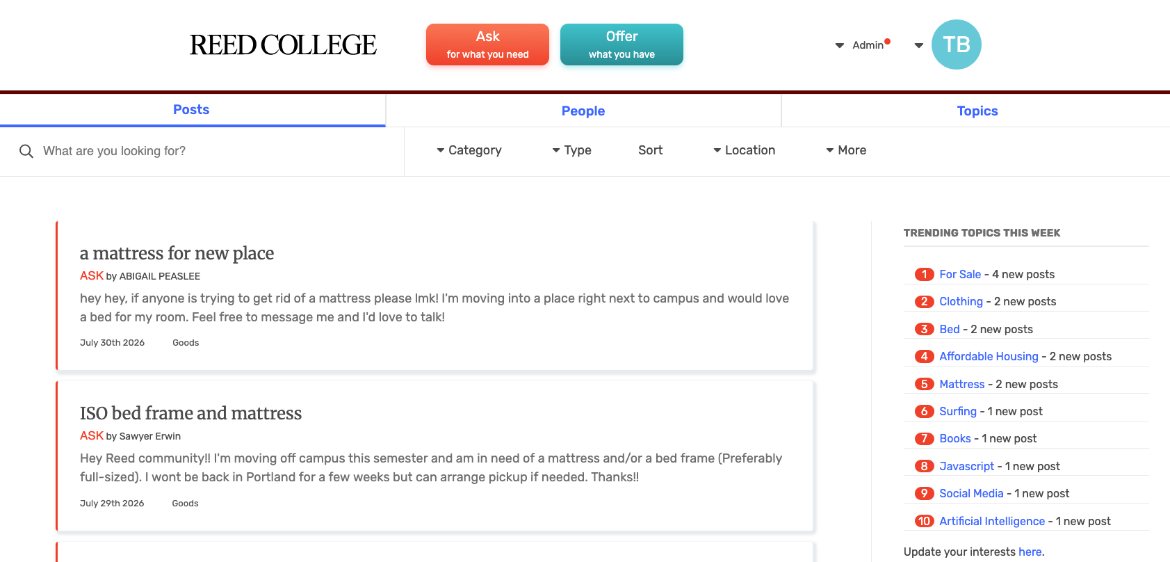 Screenshot of the Switchboard homepage