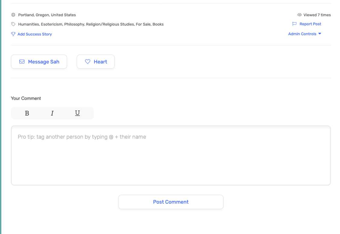Switchboard comment options