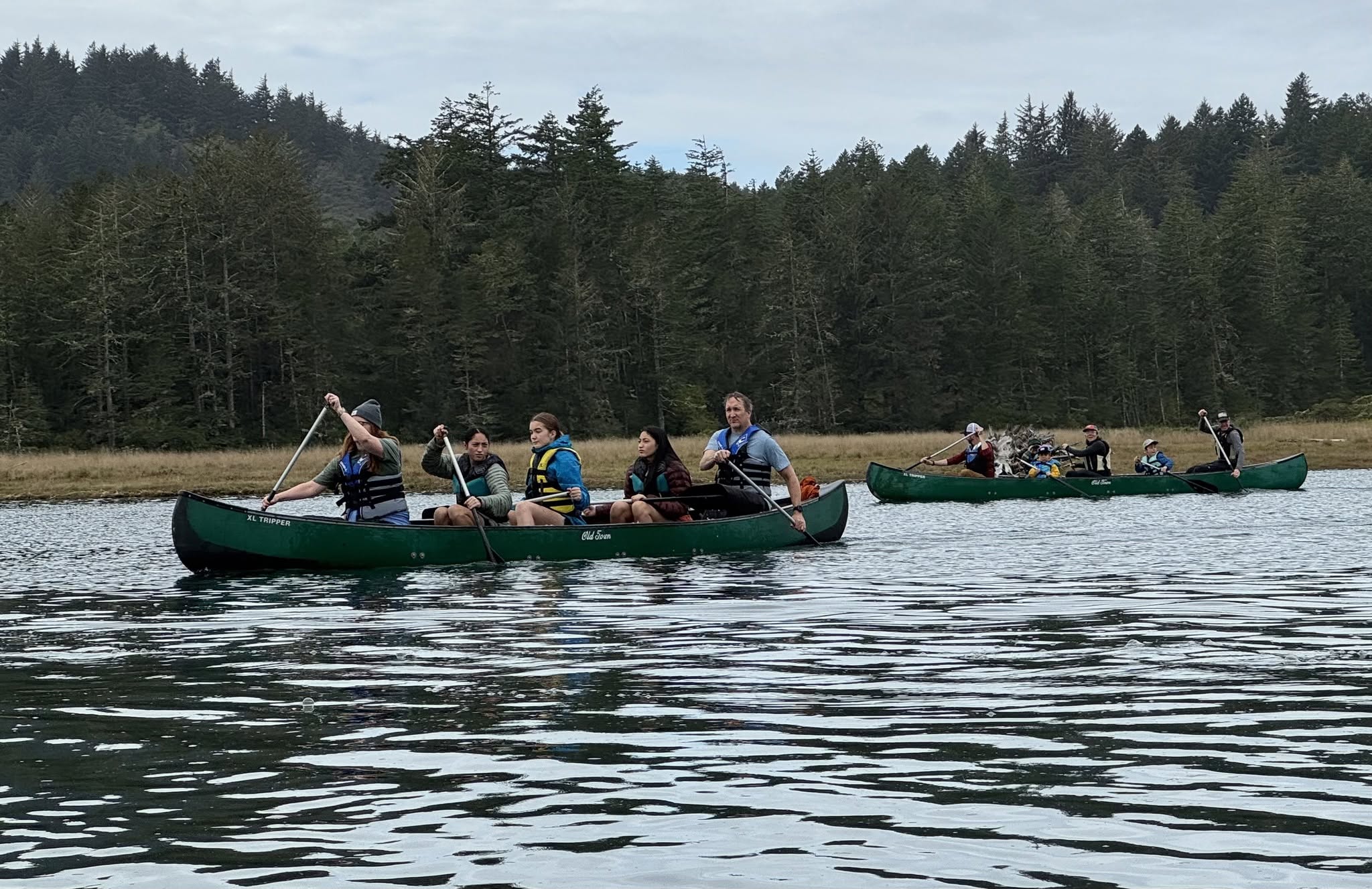 Families kayaking on the salmon river